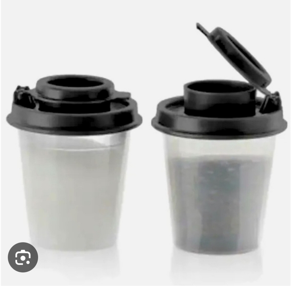 Tupperware Mini 2 oz. Midgets Salt & Pepper Shaker Travel Set Rose, Peach, Black - Picture 6 of 16